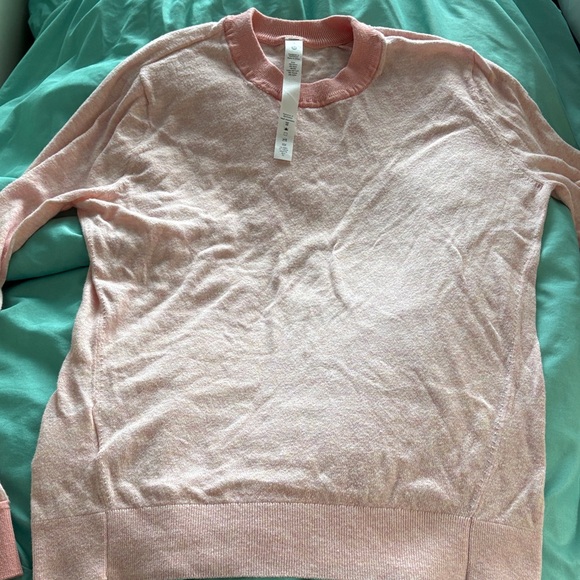 Lululemon Pink cotton, nylon silk lightweight sweater fitted cut. Beautiful - Picture 5 of 6